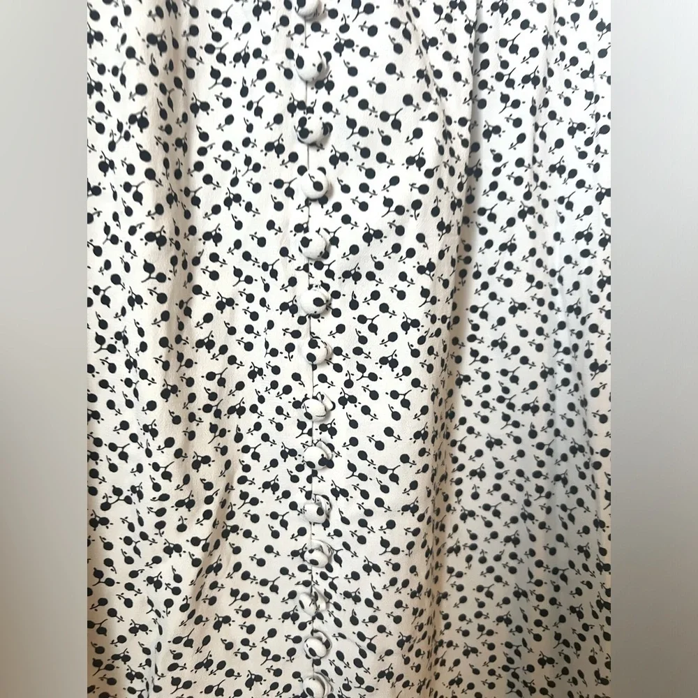 LOFT White and Black Floral Button Pull On Midi Skirt Size Medium NWT BRAND NEW - Picture 13 of 14